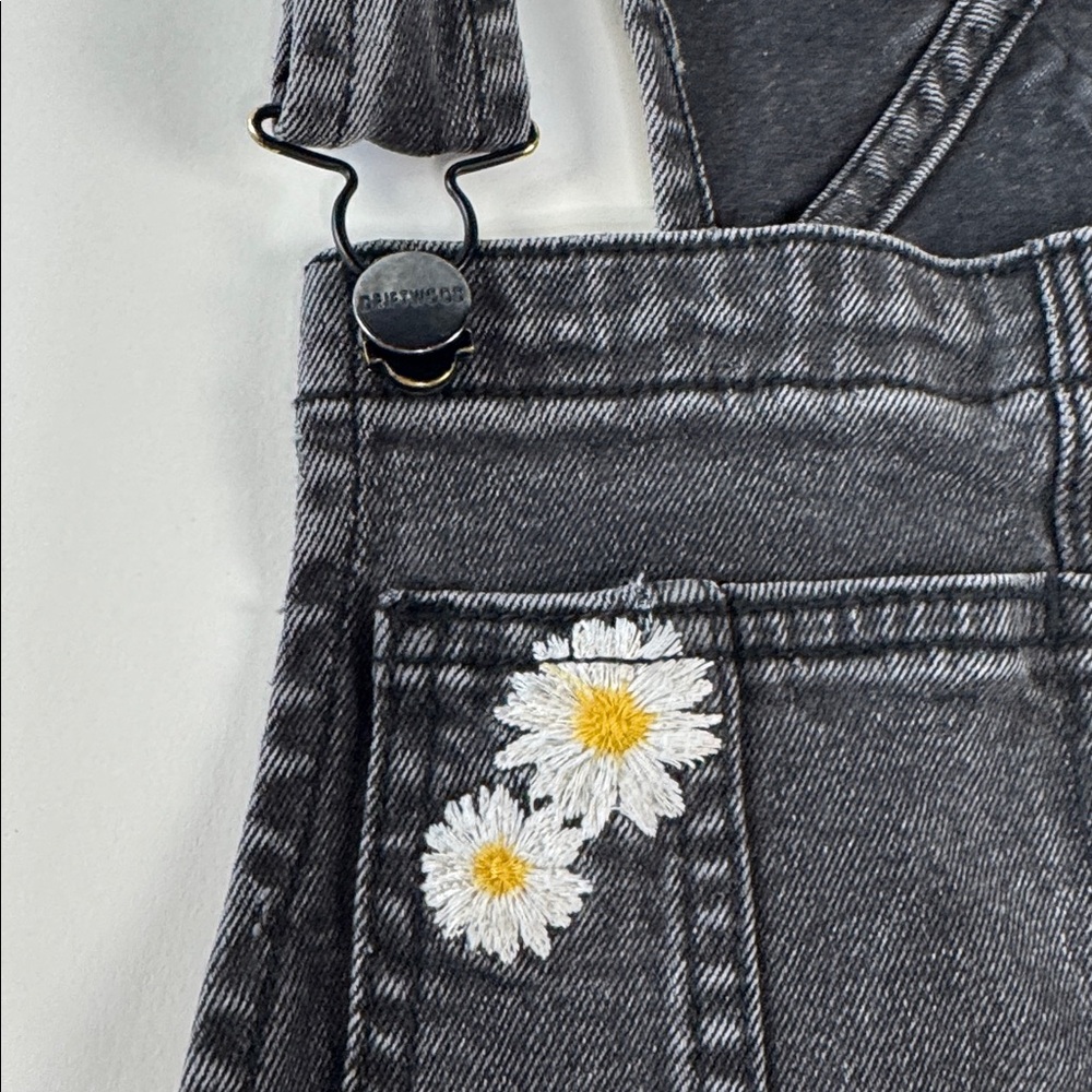 Free People Driftwood Black Floral Embroidered Short Overalls - Picture 7 of 10